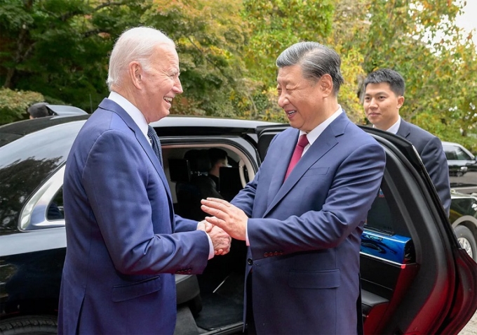 Tổng thống Mỹ Joe Biden và Tổng Bí thư, Chủ tịch Trung Quốc Tập Cận Bình sau cuộc hội đàm tại San Francisco (Mỹ), ngày 15/11/2023. (Nguồn: Getty Images)