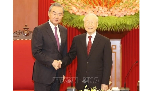 Tổng Bí thư Nguyễn Phú Trọng tiếp Bộ trưởng Bộ Ngoại giao Trung Quốc Vương Nghị