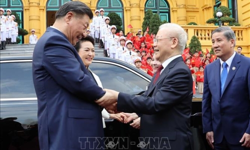 Lễ đón Tổng Bí thư, Chủ tịch nước Trung Quốc Tập Cận Bình thăm cấp Nhà nước tới Việt Nam