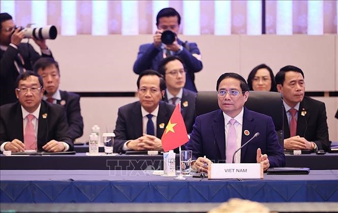 Thủ tướng Phạm Minh Chính tham dự Phiên khai mạc Hội nghị cấp cao kỷ niệm 50 năm quan hệ ASEAN - Nhật Bản. Ảnh: Dương Giang/TTXVN