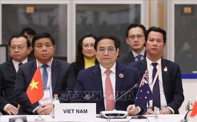 Thủ tướng Phạm Minh Chính dự Hội nghị thượng đỉnh AZEC. Ảnh: Dương Giang/TTXVN