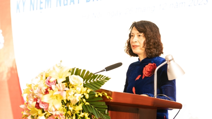 Đồng chí Nguyễn Thị Liên Hương, Thứ trưởng Bộ Y tế phát biểu tại buổi lễ.