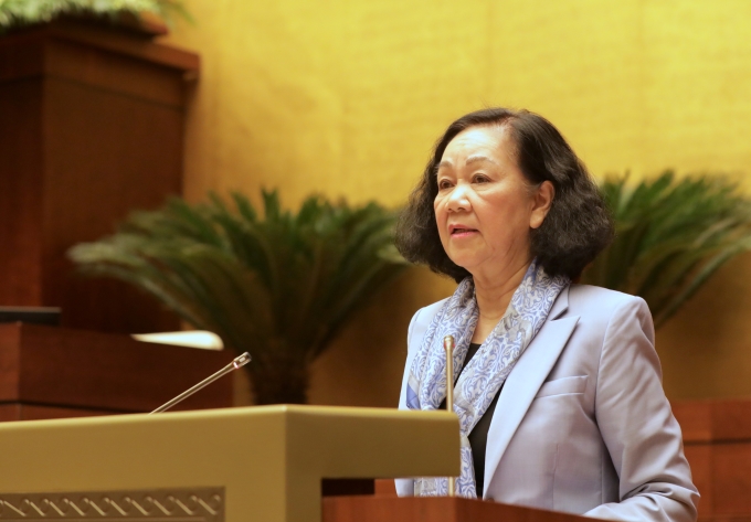 Ủy viên Bộ Chính trị, Thường trực Ban Bí thư, Trưởng Ban Tổ chức Trung ương Trương Thị Mai đã có phát biểu chỉ đạo tại Hội nghị. (Ảnh: TA)