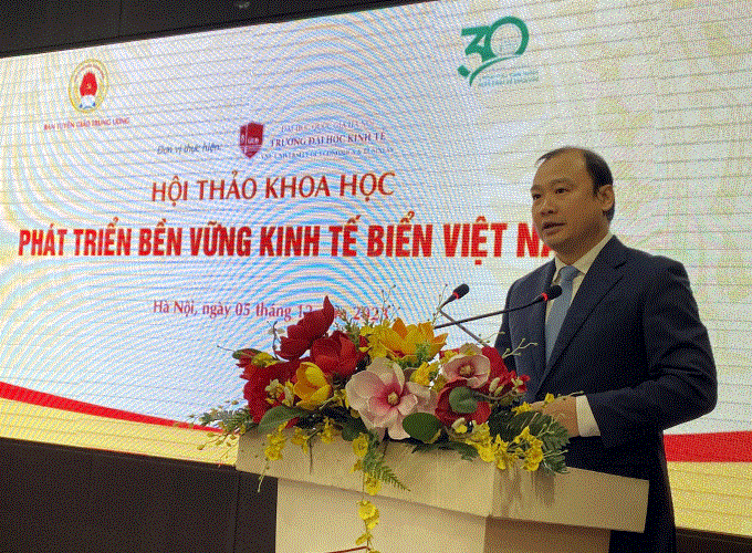 Đồng chí Lê Hải Bình, Ủy viên dự khuyết Trung ương Đảng, Phó Trưởng Ban Tuyên giáo Trung ương phát biểu tại hội nghị.