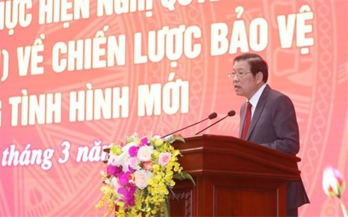 Ủy viên Bộ Chính trị, Bí thư Trung ương Đảng, Trưởng Ban Nội chính Trung ương Phan Đình Trạc phát biểu tại Hội nghị. (Ảnh: TTXVN)