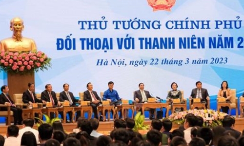 Thủ tướng Phạm Minh Chính đối thoại với thanh niên toàn quốc