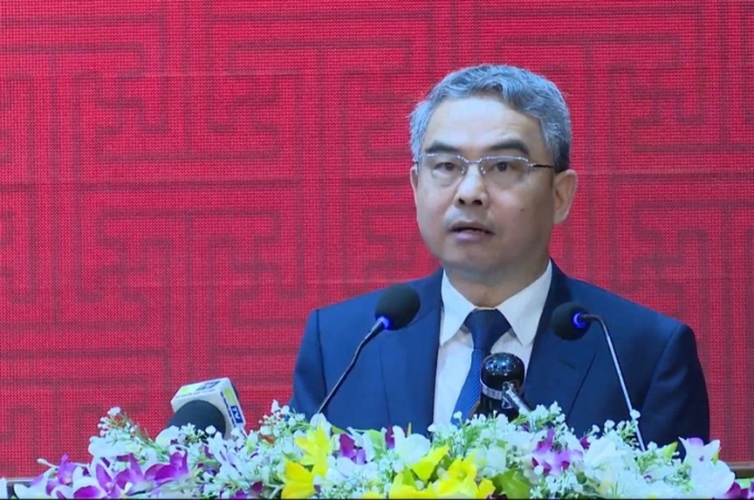 Đồng chí Phạm Đồng Thụy, Trưởng Ban Tuyên giáo Tỉnh ủy Thái Bình phát biểu tại lễ phát động.