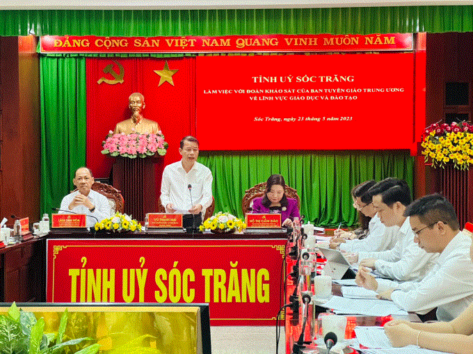 Đồng chí Vũ Thanh Mai - Phó trưởng Ban Tuyên giáo Trung ương phát biểu tại buổi làm việc. Ảnh: MH