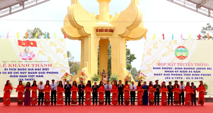 Tỉnh ủy, HĐND, UBND, Ủy ban MTTQ Việt Nam tỉnh Bình Phước đã long trọng tổ chức Lễ khánh thành dự án Khu Di tích Quốc gia đặc biệt Bộ Chỉ huy Quân giải phóng miền Nam Việt Nam (Căn cứ Tà Thiết)