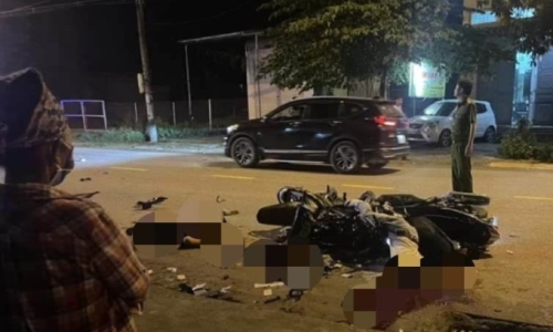 Tai nạn giữa 2 xe máy chở 6 người trong đêm ở Vĩnh Phúc gây hậu quả nghiêm trọng