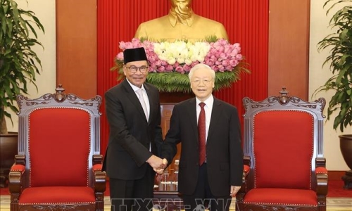 Tổng Bí thư Nguyễn Phú Trọng tiếp Thủ tướng Liên bang Malaysia