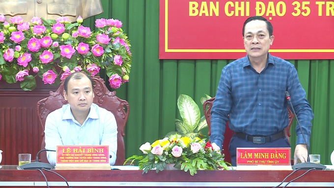 Phó Bí thư Tỉnh ủy Trà Vinh Lâm Minh Đằng phát biểu tại buổi làm việc.