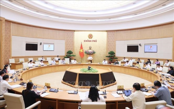 Phiên họp Chính phủ chuyên đề về xây dựng pháp luật tháng 7/2023. Ảnh: Dương Giang/TTXVN