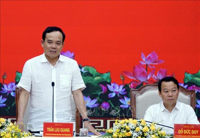 Phó Thủ tướng Chính phủ Trần Lưu Quang - Trưởng ban Chỉ đạo Trung ương các chương trình mục tiêu quốc gia chủ trì Hội nghị.