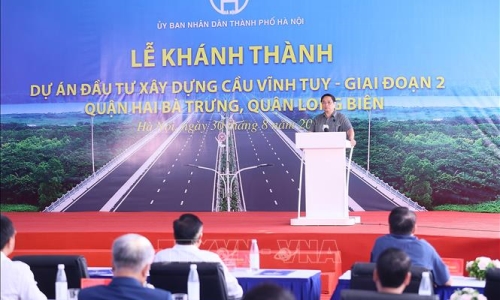 Thủ tướng Phạm Minh Chính dự Lễ khánh thành cầu Vĩnh Tuy giai đoạn 2