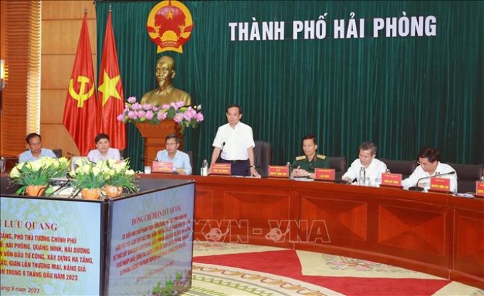 Phó Thủ tướng Trần Lưu Quang phát biểu tại buổi làm việc. Ảnh: Hoàng Ngọc/TTXVN