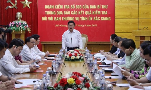 Đoàn kiểm tra của Ban Bí thư thông qua báo cáo kết quả kiểm tra đối với Ban Thường vụ Tỉnh ủy Bắc Giang