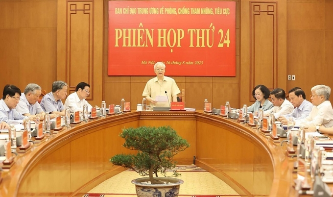 Tổng Bí thư Nguyễn Phú Trọng phát biểu chỉ đạo tại Phiên họp thứ 24 của Ban Chỉ đạo Trung ương về phòng, chống tham nhũng, tiêu cực.