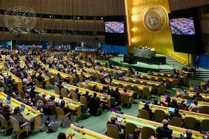 Quang cảnh một phiên họp của Đại Hội đồng Liên hợp quốc. (Ảnh: TTXVN phát)