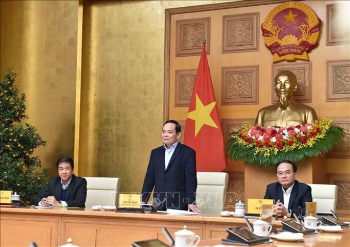 Phó Thủ tướng Trần Lưu Quang phát biểu tại buổi tiếp. (Ảnh: TTXVN)