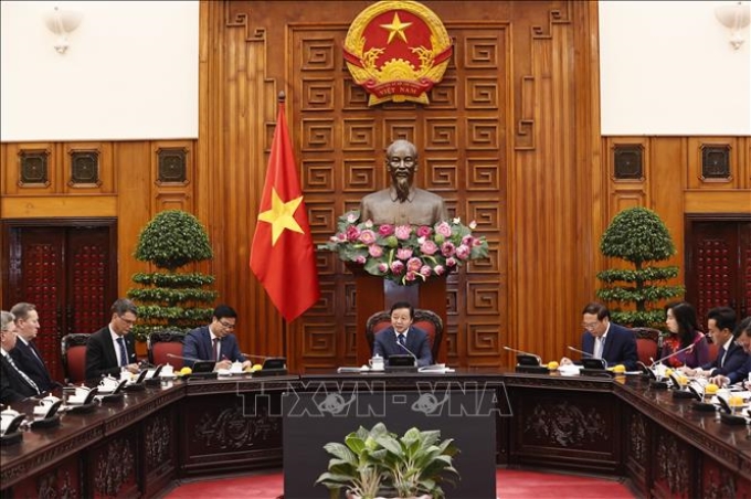 Phó Thủ tướng Trần Hồng Hà phát biểu tại buổi tiếp Đoàn các nhà khoa học quốc tế về môi trường. Ảnh: Văn Điệp/TTXVN