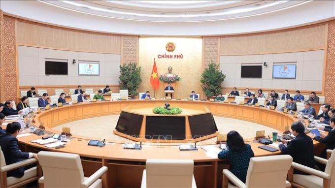 Phiên họp Chính phủ chuyên đề về xây dựng pháp luật tháng 2/2024. Ảnh: Dương Giang/TTXVN