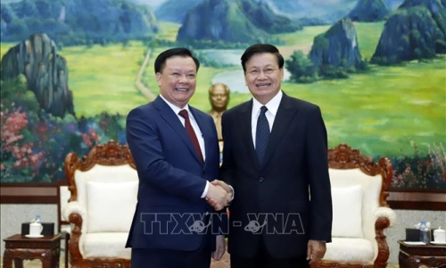 Tổng Bí thư, Chủ tịch nước Lào đánh giá cao kết quả hợp tác giữa Hà Nội và Viêng Chăn