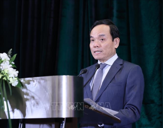 Phó Thủ tướng Trần Lưu Quang phát biểu tại Hội nghị Lãnh đạo các tập đoàn Bắc Âu năm 2024. (Ảnh: TTXVN)