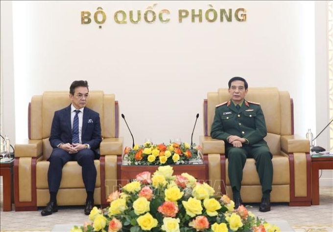 Đại tướng Phan Văn Giang tiếp Đại sứ Thái Lan Nikonrndej Balankura. Ảnh: Hồng Pha/TTXVN phát