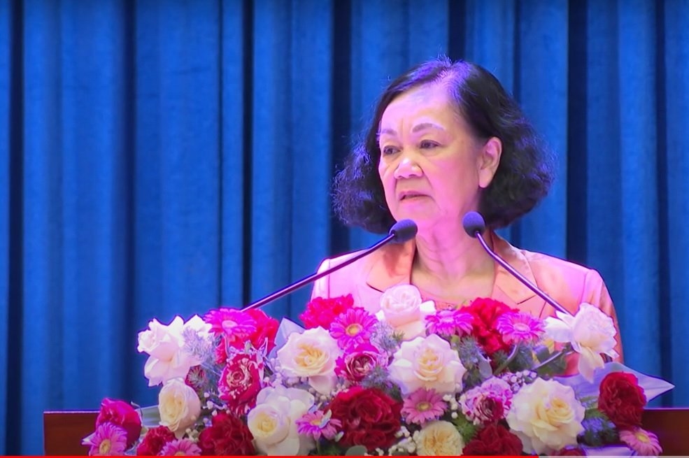 Đồng chí Trương Thị Mai, Ủy viên Bộ Chính trị, Thường trực Ban Bí thư phát biểu chỉ đạo tại Hội nghị