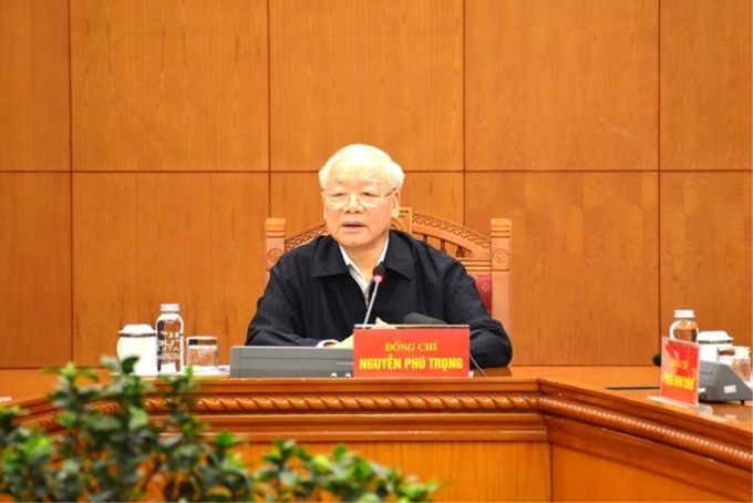 Tổng Bí thư Nguyễn Phú Trọng phát biểu tại phiên họp ngày 13/3/2024. (Ảnh: qdnd.vn)