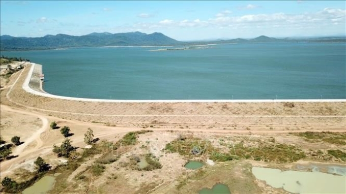Công trình thủy lợi hồ chứa nước Ia Mơr nằm trên địa bàn hai tỉnh Gia Lai và Đắk Lắk. (Ảnh: TTXVN)