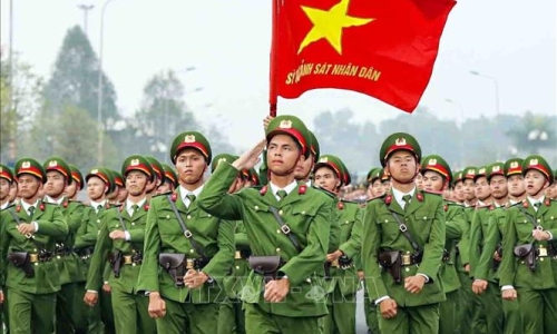 Lực lượng Công an tích cực tập luyện cho Lễ diễu binh, diễu hành kỷ niệm 70 năm Chiến thắng Điện Biên Phủ