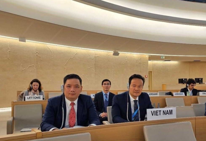 Phái đoàn Việt Nam tại khóa họp của Hội đồng Nhân quyền LHQ. (Ảnh: TTXVN)