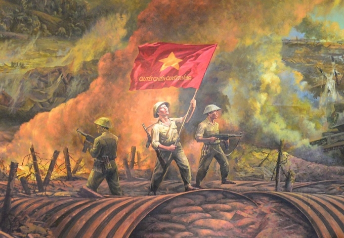 Tái hiện hình ảnh Chiến thắng Điện Biên Phủ (một phần trong bức tranh panorama tại Bảo tàng Chiến thắng Điện Biên Phủ).