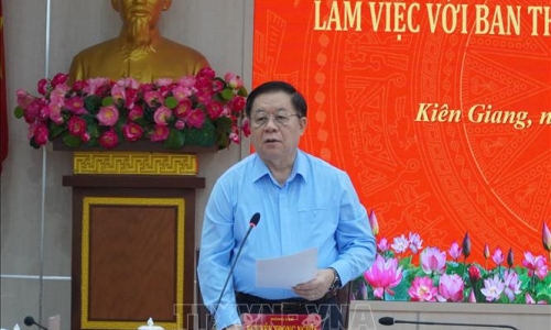 Đoàn công tác Tiểu ban Văn kiện Đại hội XIV làm việc tại Kiên Giang