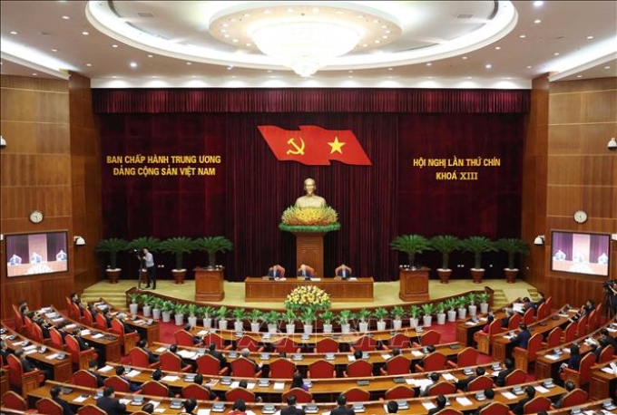 Phiên bế mạc Hội nghị lần thứ 9 Ban Chấp hành Trung ương Đảng khóa XIII. Ảnh: Thống Nhất/TTXVN