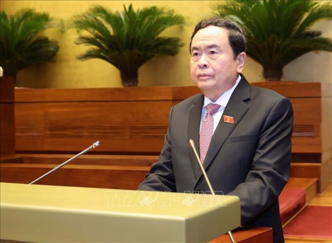 Phó Chủ tịch Thường trực Quốc hội Trần Thanh Mẫn điều hành hoạt động của Ủy ban Thường vụ Quốc hội và Quốc hội phát biểu khai mạc. (Ảnh: TTXVN)