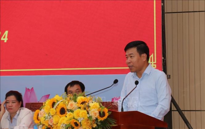Bí thư Tỉnh ủy Bình Phước Nguyễn Mạnh Cường đối thoại với đoàn viên, công nhân, người lao động.