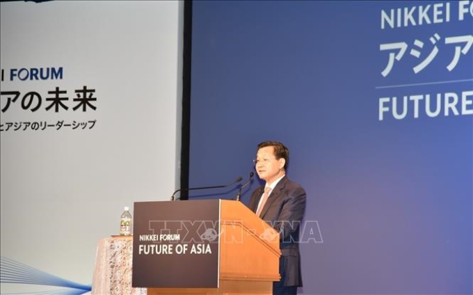 Phó Thủ tướng Chính phủ Lê Minh Khái phát biểu tại Hội nghị. (Ảnh: TTXVN)