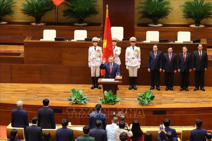 Lễ tuyên thệ của Chủ tịch nước Tô Lâm. (Ảnh: TTXVN)