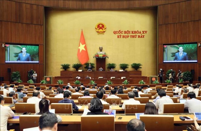 Phó Chủ tịch Quốc hội Trần Quang Phương điều hành phiên họp chiều 23/5/2024. (Ảnh: TTXVN)
