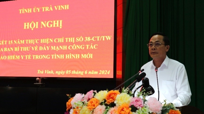 Phó Bí thư Tỉnh uỷ Trà Vinh Lâm Minh Đằng phát biểu.