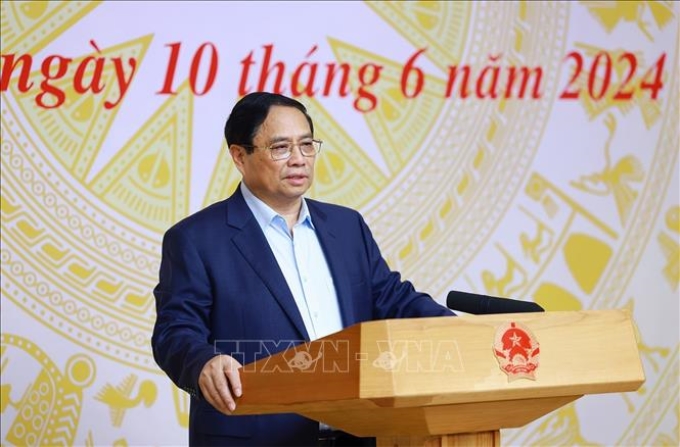 Thủ tướng Phạm Minh Chính phát biểu tại Hội nghị. (Ảnh: TTXVN)