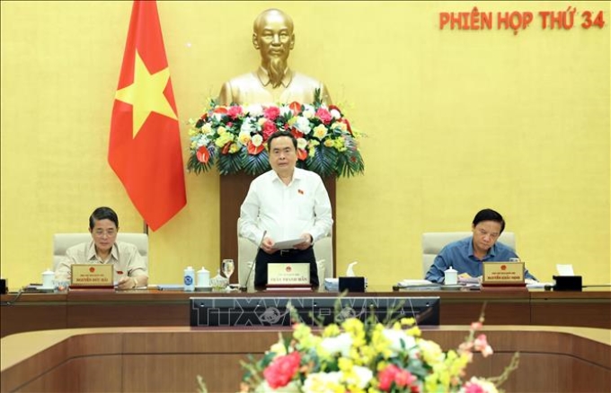 Chủ tịch Quốc hội Trần Thanh Mẫn phát biểu khai mạc. (Ảnh: TTXVN)