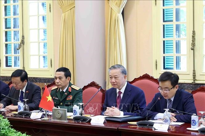 Chủ tịch nước Tô Lâm phát biểu tại hội đàm. Ảnh: Nhan Sáng/TTXVN