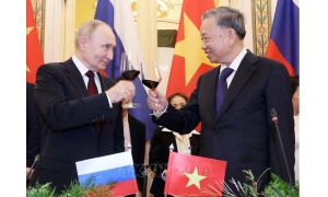 Chủ tịch nước Tô Lâm chủ trì Tiệc chiêu đãi Tổng thống Liên bang Nga Vladimir Putin