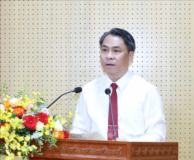 Đồng chí Phan Thăng An, Phó Trưởng Ban Tổ chức Trung ương phát biểu khai mạc hội nghị. (Ảnh: TTXVN)