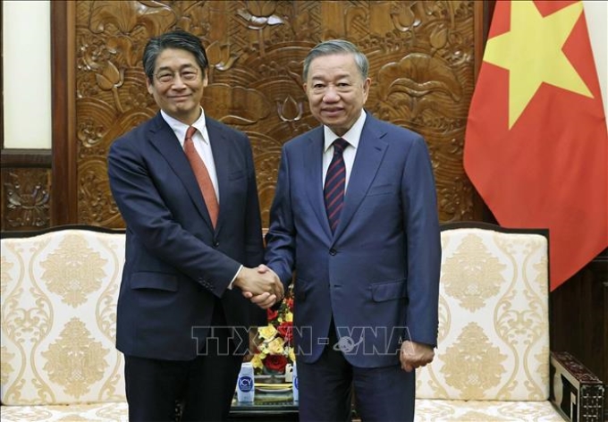 Chủ tịch nước Tô Lâm tiếp Đại sứ Nhật Bản tại Việt Nam Ito Naoki. (Ảnh: TTXVN)