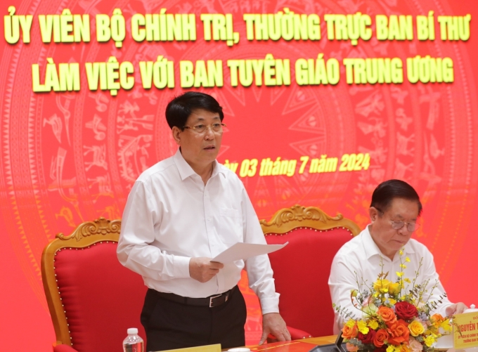 Đồng chí Lương Cường phát biểu chỉ đạo tại buổi làm việc.
